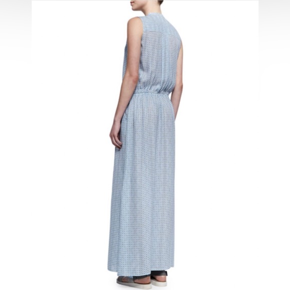 VINCE ~ Button-Front Silk Maxi Dress, Blue - Picture 3 of 6